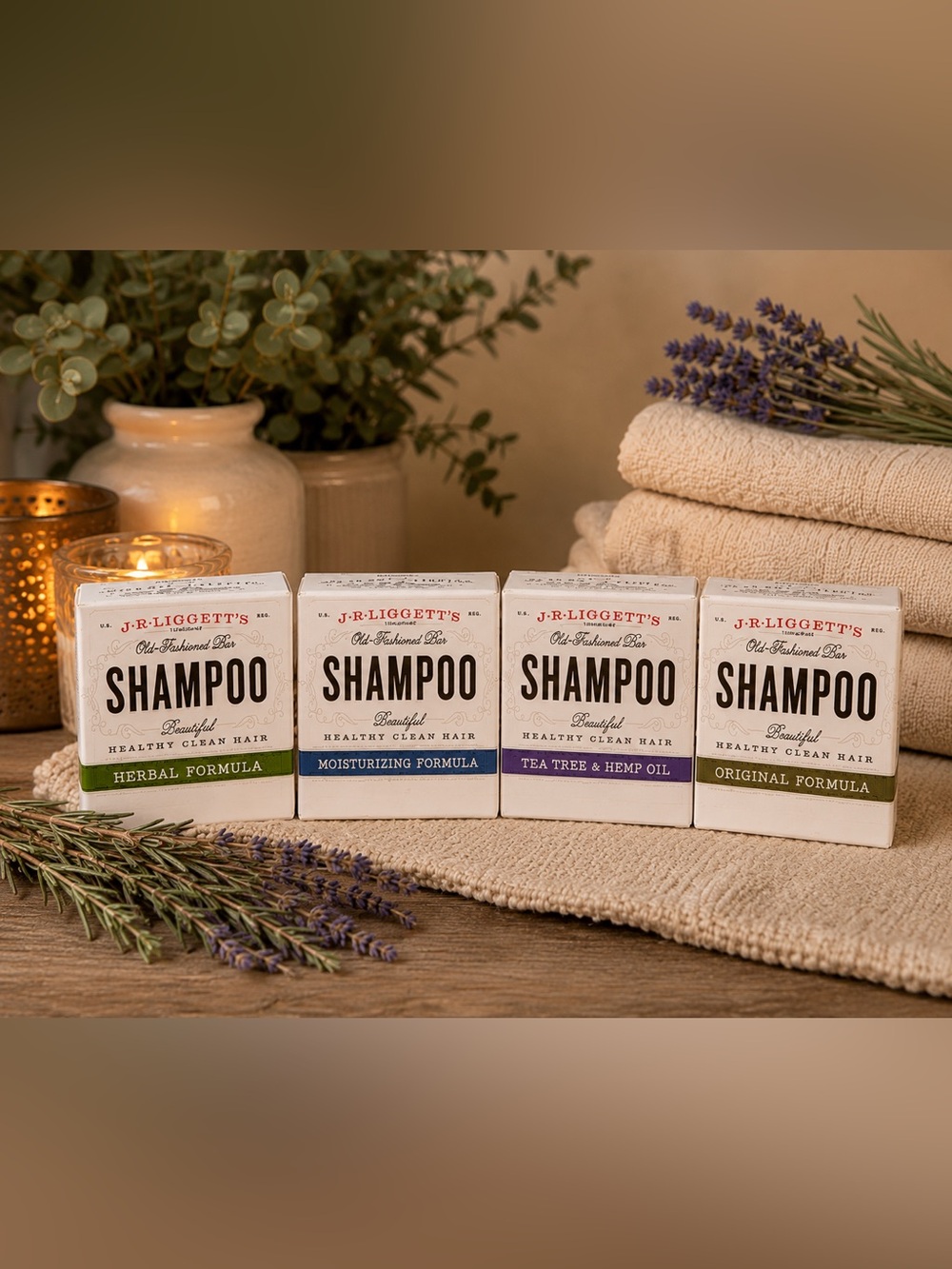 J.R. Liggett’s Old-Fashioned Shampoo Bars 4 Pc Bundle Herbal Natural Solid Hair